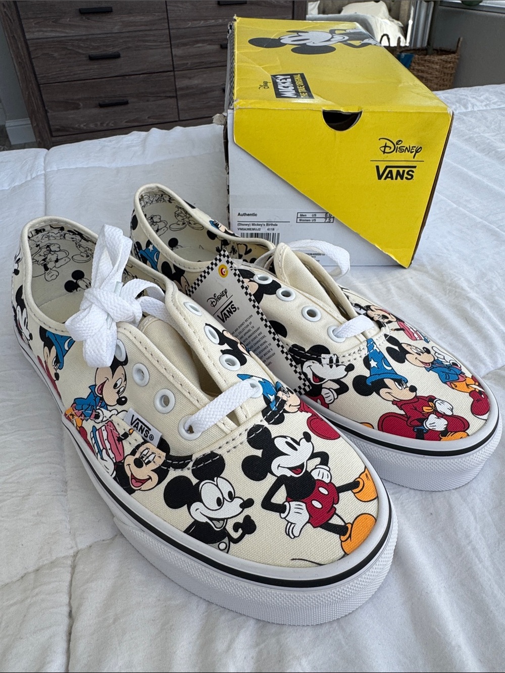 Vans Disney Mickey Mouse Cream Black Red Blue Sneakers